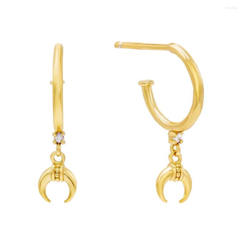 

Dangle Earrings Gold Silver Color Minimal Women Girl Jewelry Cute Horn Crescent Moon Charm Drop Earring