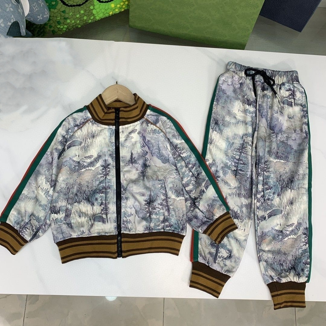 Tracksuit Kid Sets Baby Clothes Children Set kids Designer Clothing Zipper Pocket Long Sleeve With Letters 2 Pieces Sweatshirts Sports Pants-image-805309668