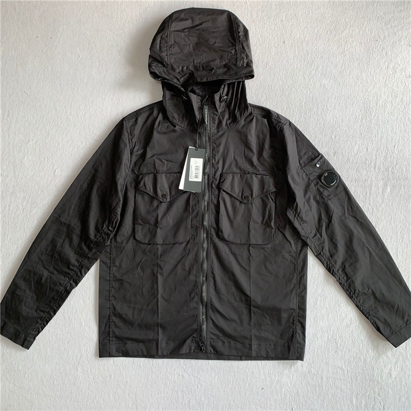 

New CP Popular Men's Jackets Gabardine Full Zip Hooded Overshirt Long Sleeve, Army green