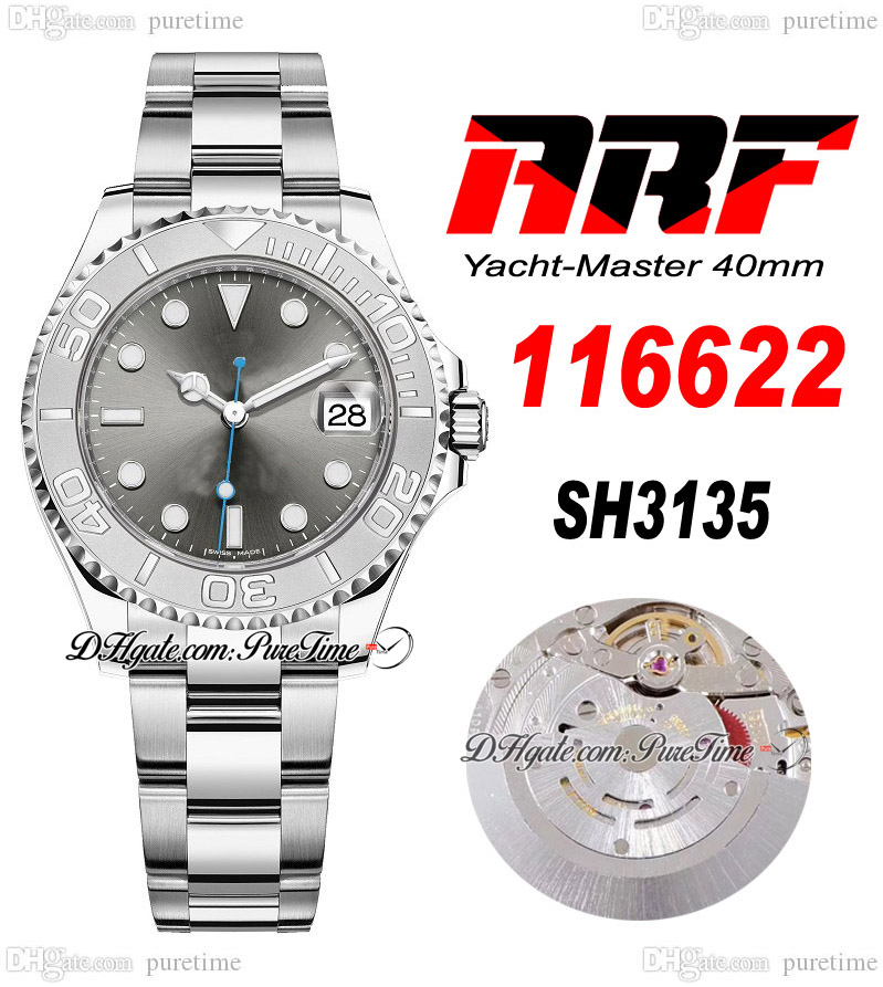 

ARF Y-M 116622 SH3135 Automatic Mens Watch 40mm Rhodium Grey Blue Dial 904L OysterSteel Bracelet Watches Super Edition Watches Same Series Card Puretime B2, Customized enhanced waterproofing servic