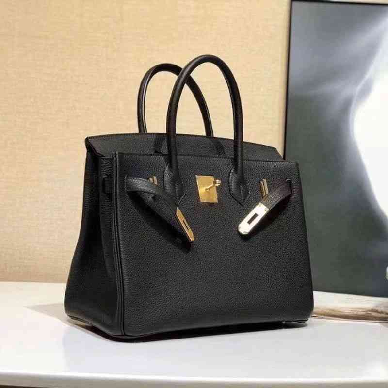 

Luxury Designers Bags Genuine Leather Hermee Lady Handbags Messenger Daily Life Crossbody Shoulder Bag Totes Wallet Backpack Litchi Pattern Pochette ZQ1D, Platinum bag black - 25cm