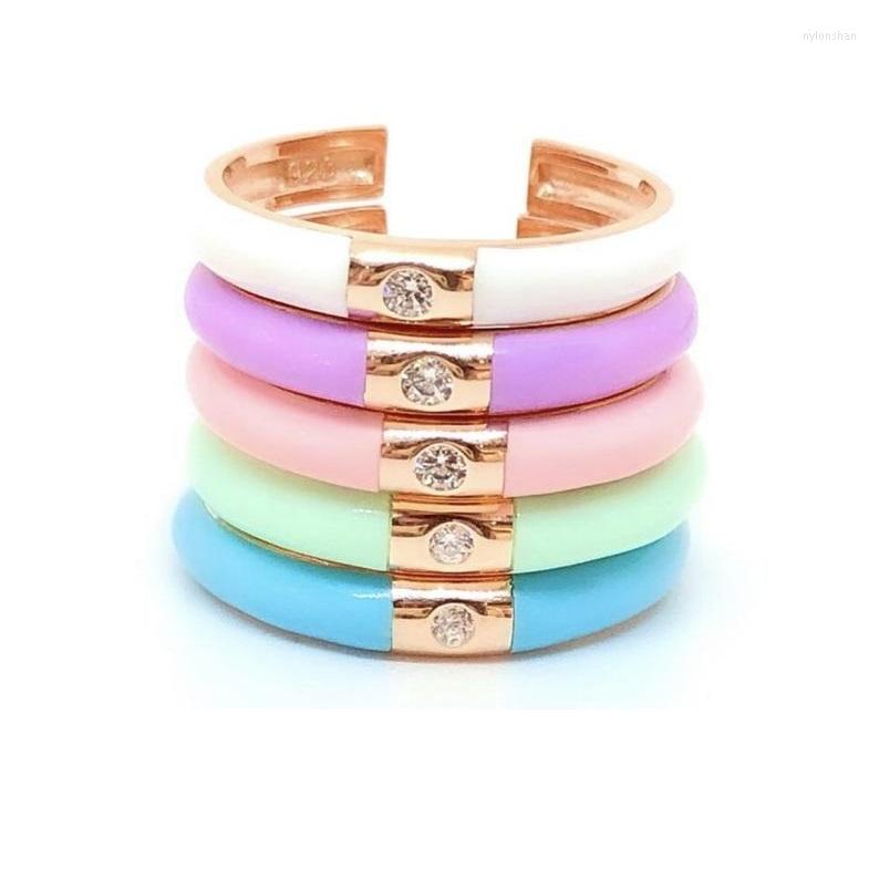

Cluster Rings Pastel Enamel Band Ring For Women Open Adjusted Colorfu Summer Selling Round Finger