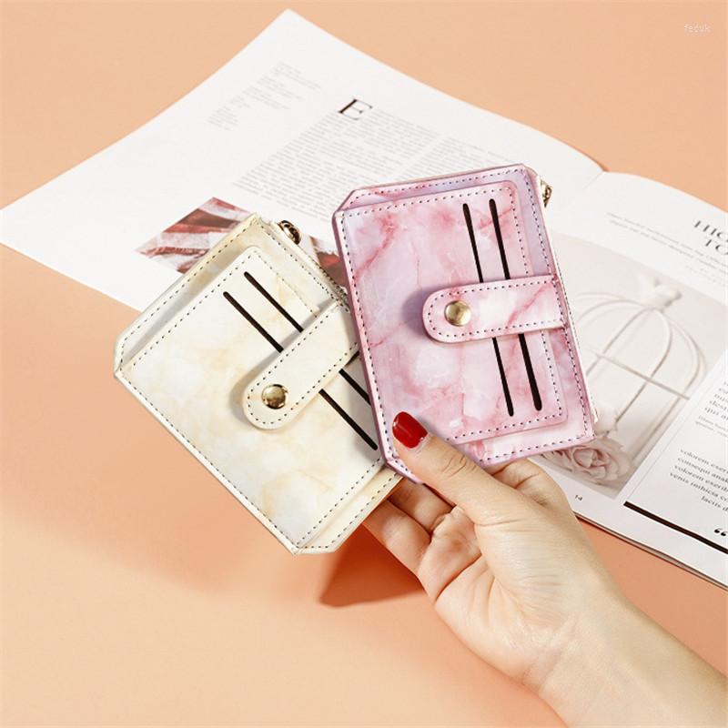 

Card Holders Creative Marble Pattern Thin ID Holder Women Zipper Short Slim Wallets Coin Purses Money Clip Bag Business Pocket, Blue