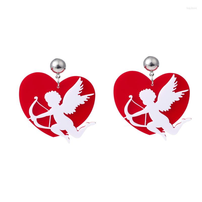 

Dangle Earrings Acrylic Valentine's Day Big Heart Angel Cupid Drop Jewelry For Women Girls Teen Party Decoration Gift Accessory