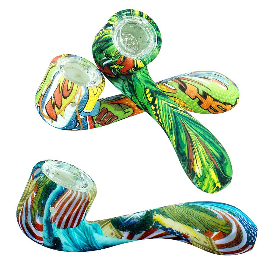 

glass pipe smoke accessory tobacco glow in the dark pipes Color Ultimate bubbler bong dab rig