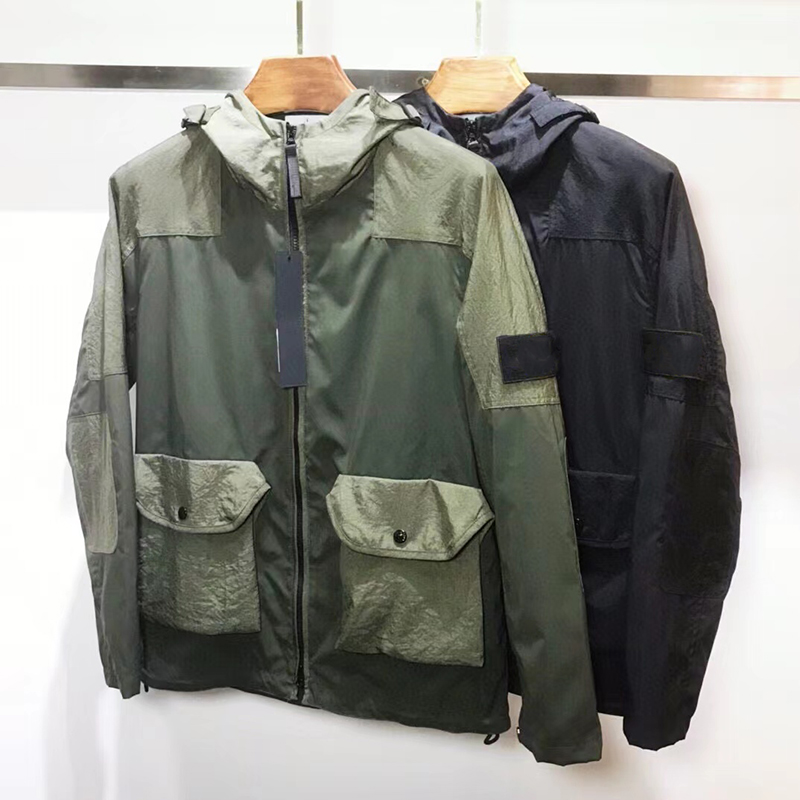

topstoney brand jackets functional tooling casual color contrast stitching wild metal nylon zipper hooded windbreaker jacket Size -2XL, Preservatives (not sold separately)