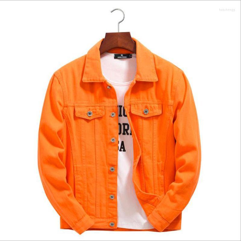 

Men's Jackets Spring Mens Cotton Denim Jacket Male Casual Solid Color Jean Autumn Slim Fit Quality Coat Chaquetas Hombre Men's, 8811orange