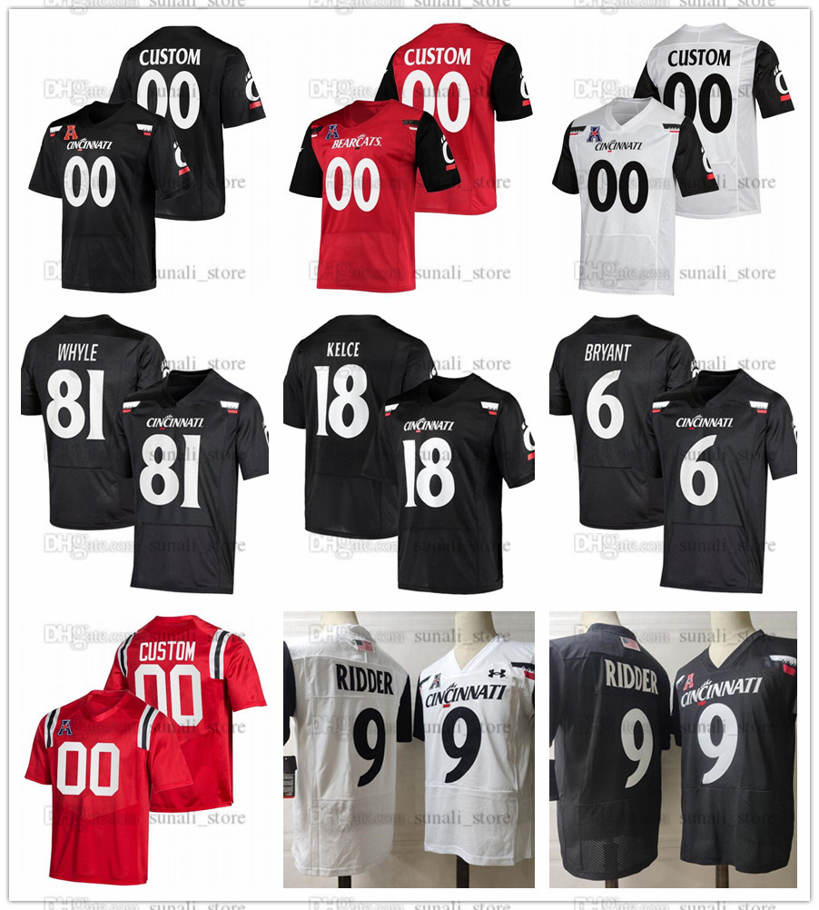 

Men Cincinnati College Bearcats Football 18 Travis Kelce Jerseys 9 Desmond Ridder 81 Josh Whyle 6 Ben Bryant 1 Ahmad Gardner 1 SAUCE 12 Alec Pierce 26 Myles Montgomery, Red