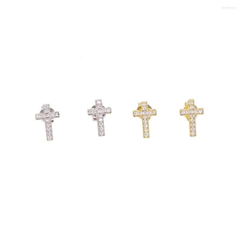 

Stud Earrings Factory Wholesale 2022 Minimal Delicate Mini Small Cz Cross Earring For Girl Women Fashion Jewelry
