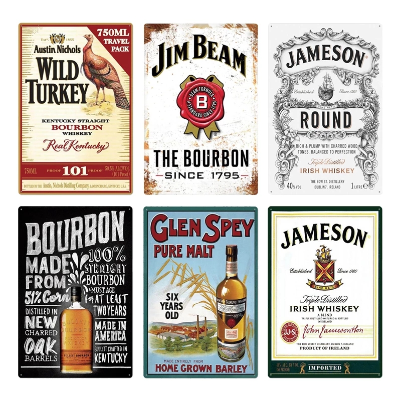 

Classic Wine Vintage Metal Painting Sign Plaque Wall Sticker Combination Tin Retro Wall Artist Bar Home Decoration 30X20CM
