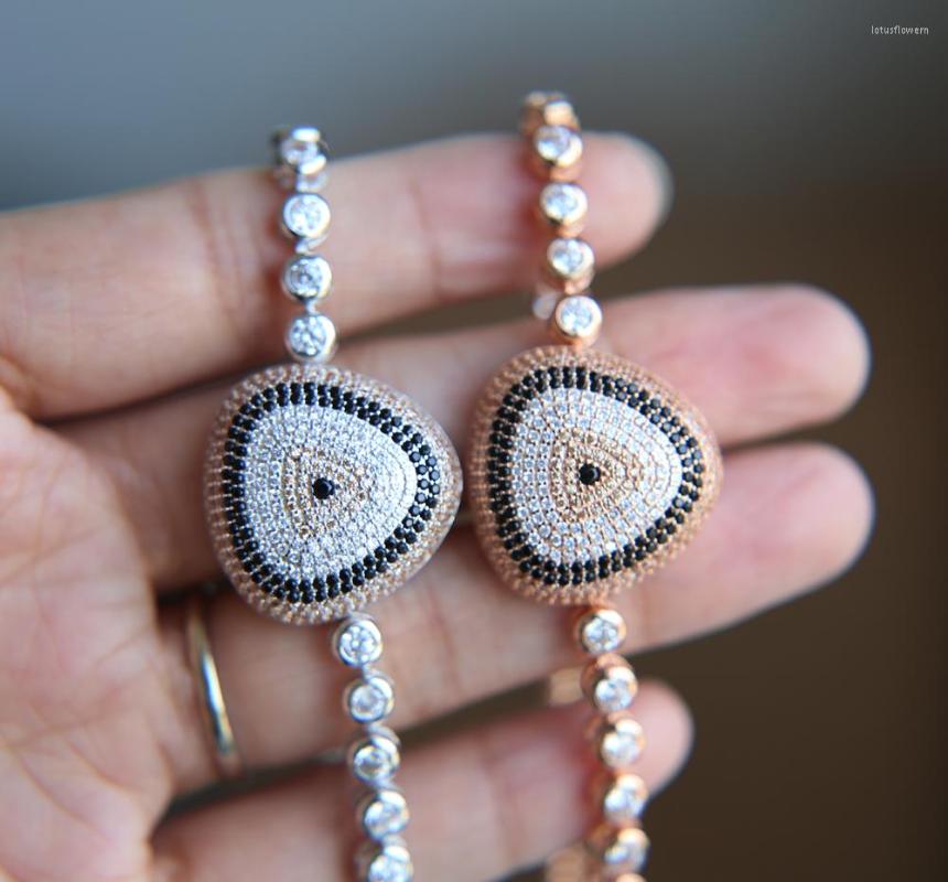 

Bangle Top Quality Rose Gold Color Infinity Bracelet Brown Coffee Cz Waterdrop Shape Pendant Inlay Cubic Zirconia Charm Bracelets