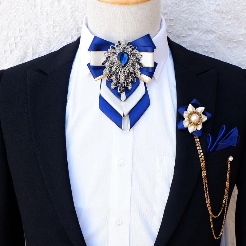 

Bow Ties Original Design Luxury Rhinestone Tie Sets High-end British Business Banquet Men's Jewelry Gifts Men Wedding Accessories