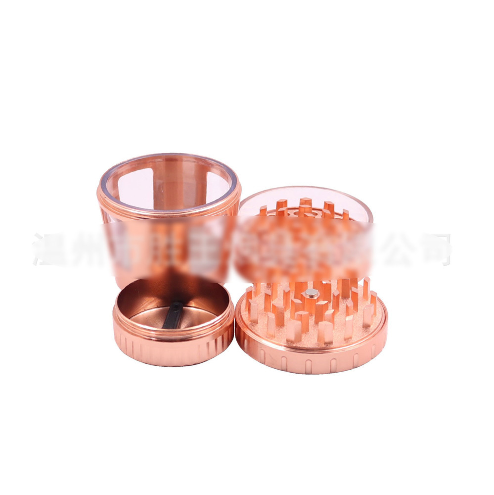 

Herb Tobacco Grinder Smoke zinc alloy Grinders 50mm four parts Transparent open window under straight cover Accessories