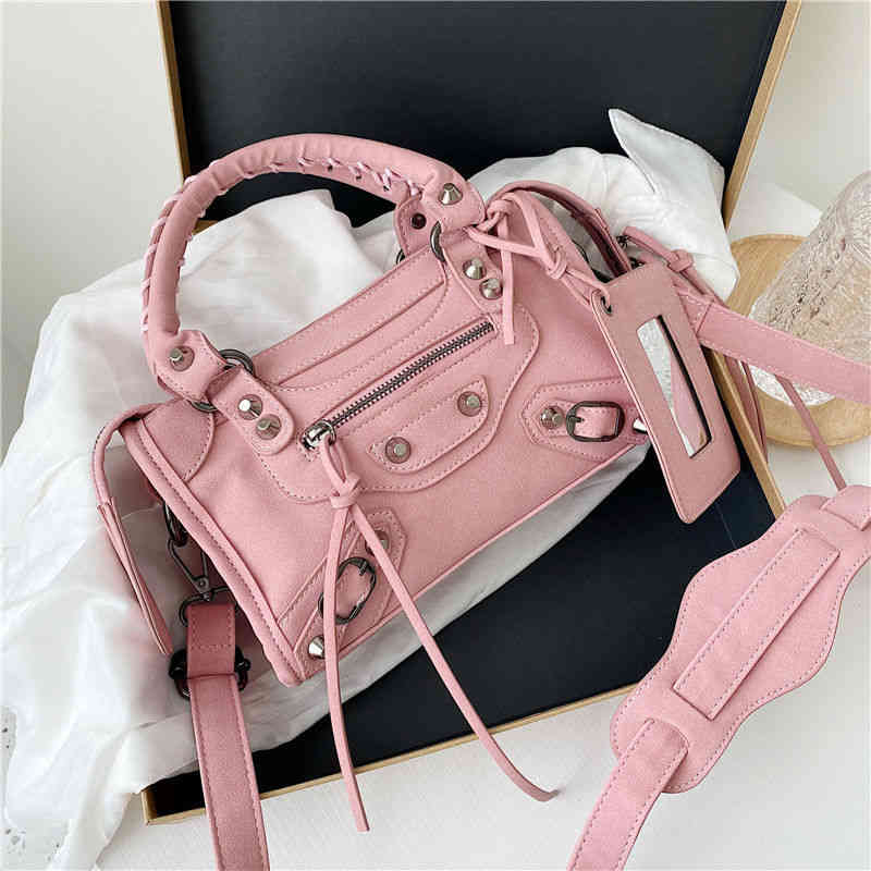 

designer Luxurious Balenicagas bag women's heavy industry rivet frosted motorcycle bag sweet cool girl Shoulder Messenger Bag HBUH Balencaigaity VX86, No bag