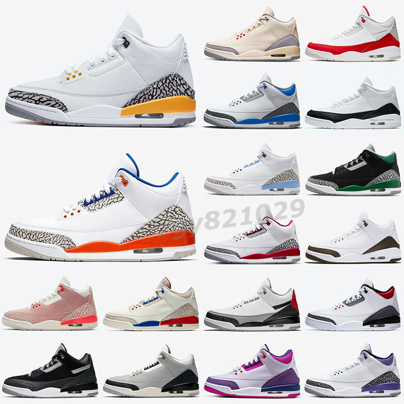 

3 Basketball shoe shoes 3s Black Cat Cement Cool Grey Neapolitan Cardinal Red Pine Green Desert Elephant Racer Blue Rust Pink woman Sneakers, Color 8