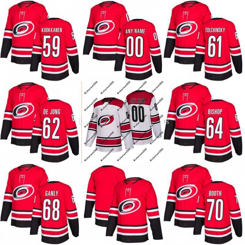 Collège Wearnew Saison Carolina Hurricanes Jersey 59 Janne Kuokkanen 61 Sergei Tolchinsky 62 Brendan de Jong 64 Clark Bishop Custom Hockey J