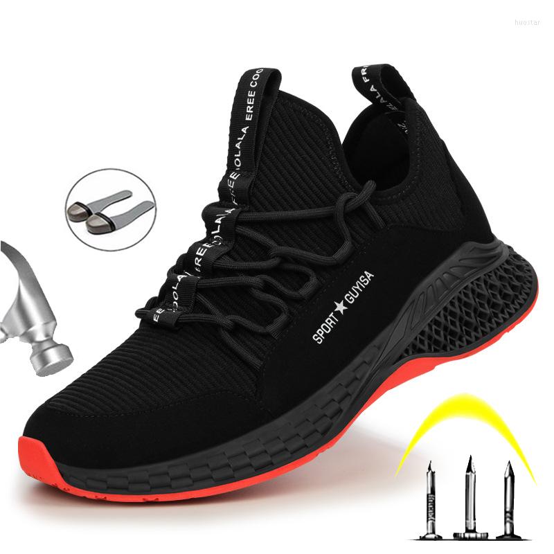 

Boots Steel Head Safety Shoes Men's And Women's Summer Breathable Mesh Work Outdoor Wear-resistant Non-slip Construction, 8186 black