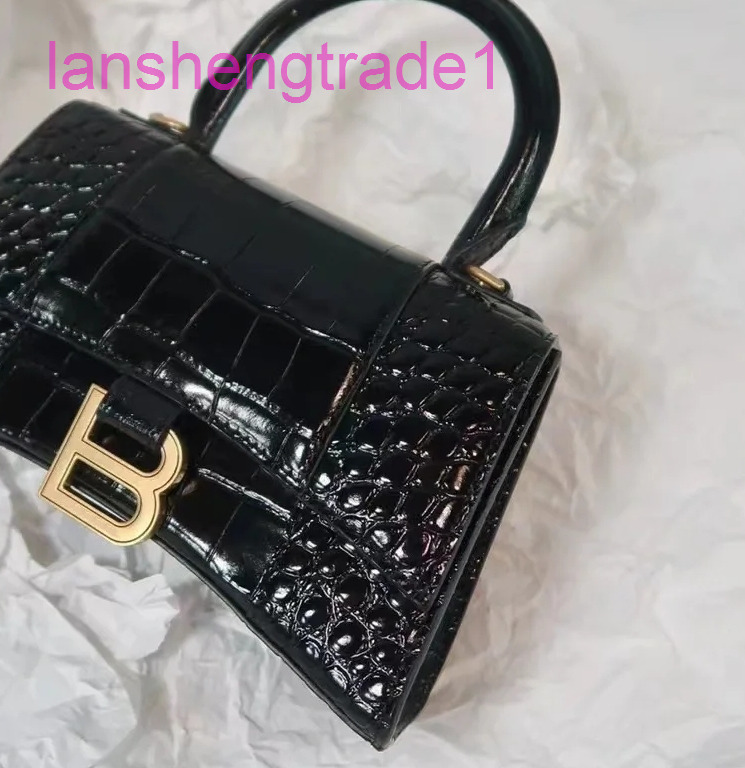 

Designer Balencaig Shoulder Bags Handbags price Leather women's hourglass b family mini one shoulder diagonal, Black crocodile gold buckle small