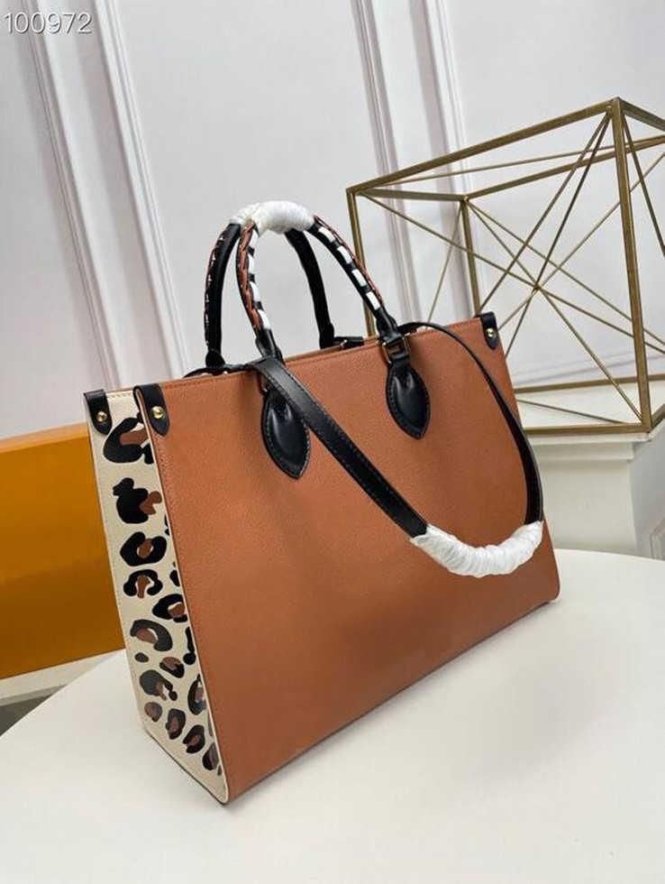 

Women Vintage Leather Shoulder Bags ONTHEGO Handbags Leopard Splicing Crossbody Messenger Bag Designers Handbag Casual Tote Purse M58521, Extra fee (are not sold separately)