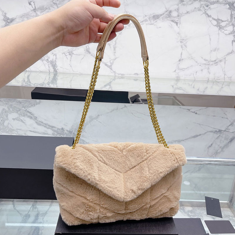 

Winter Loulou Puffer Shoulder Bag Gold Hardware Genuine Leather Fashion Flap Crossbody Bags Brand Letters Women Soft Handbags Purse, Just a box