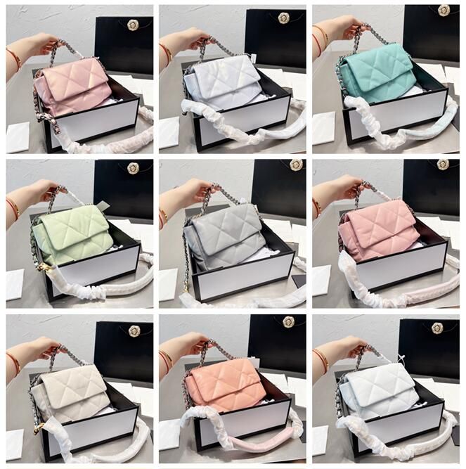 

Womens Bags 19 Series Handbags Classic Big Diamond Flap Bag Soft Sheepskin Chain Stitching Antique Gold /Antique Silver/ Bright Silver Outdoor Messenger Bag 26CM, Blue