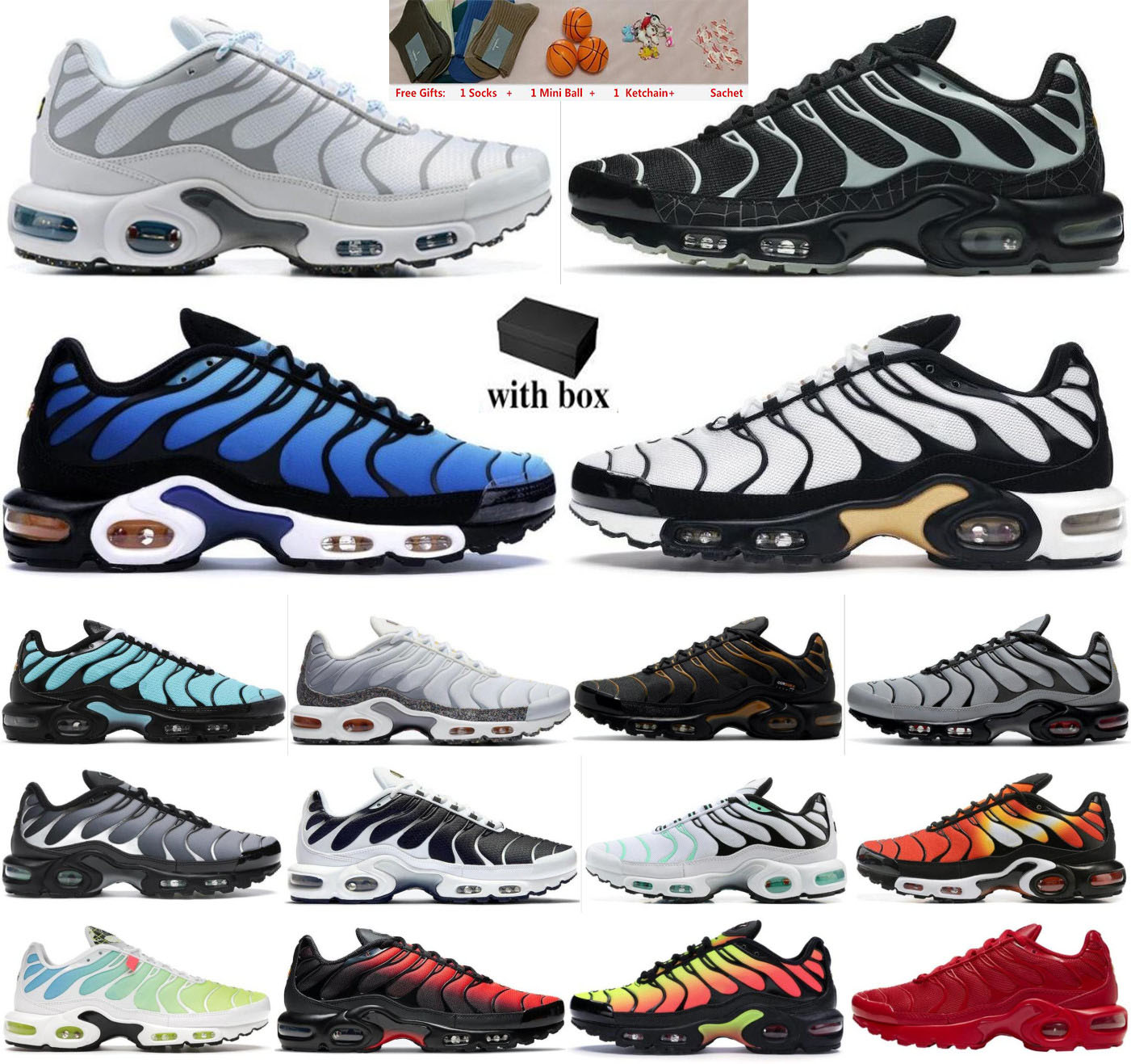 

Tn Plus 3 Tn Mens Women Running Shoes Sneakers Trainers Triple Platform White Black Laser Blue Volt Glow Outdoor Sports Oreo Womens Breathable with box Eur 36-46, Gifts