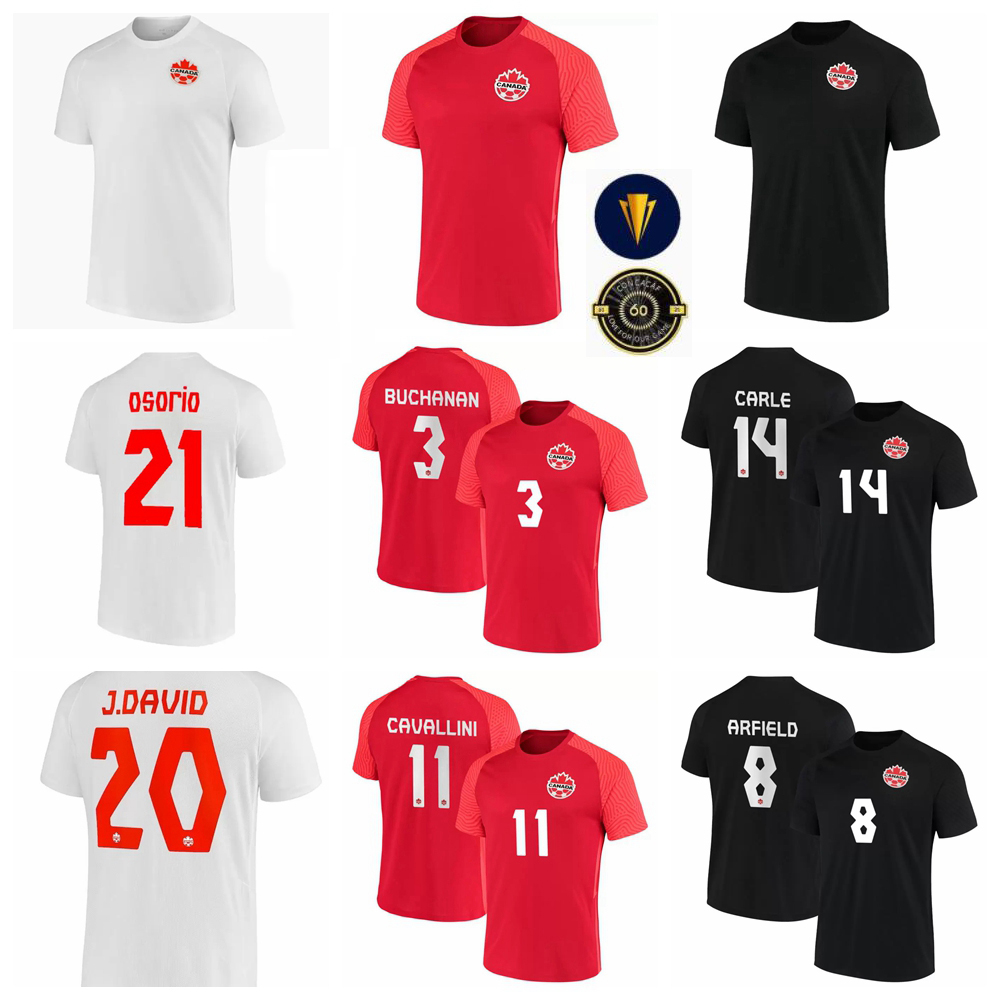 

Canada Soccer 20 Jonathan David Jerseys 2022 Qatar World Cup 19 Alphonso Davies 9 Lucas Cavallini 11 Tajon Buchanan 10 Junior Hoilett 17 Cyle Larin Football Shirt Kit, With patch