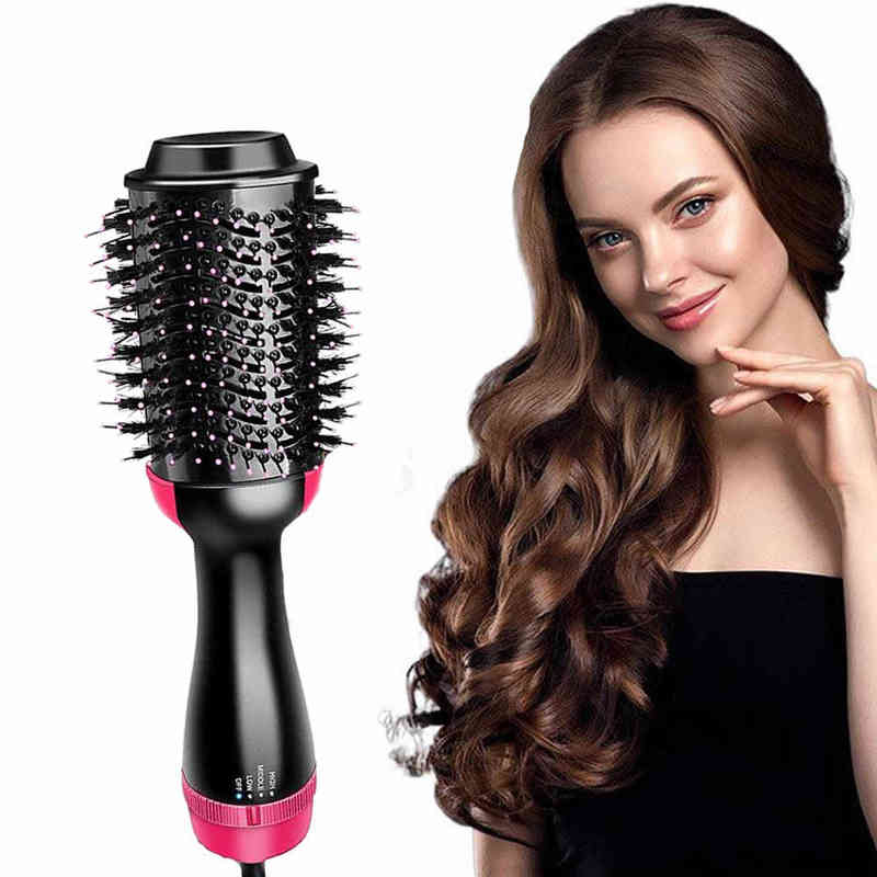 Hair Curlers Straighteners Hair Dryer Hot Air Brush Styler and Volumizer Hair Straightener Curler Comb 1000W Roller Electric Ion Blow Dryer Brush-image-805273734