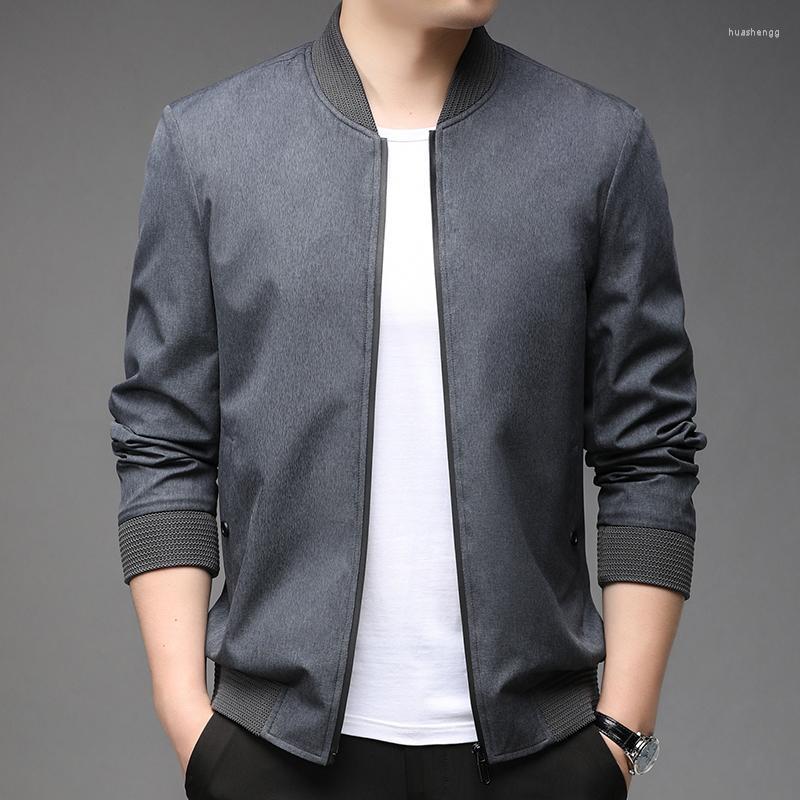 

Men's Jackets Men's Solid Color Stand Neck Men Clothing Spring Autumn Arrival Classic Soft Zipper Windbreaker Outcoat Man, Khaki