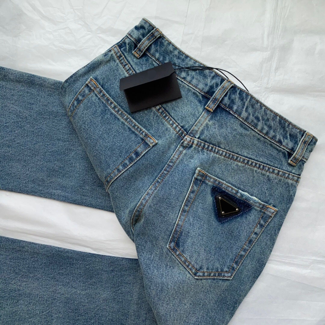2024Women's Jeans Jeans de luxe pour femmes marque 2022 mode femmes bleu taille haute vêtements de rue jambe large Jean femme pantalon droit Deni