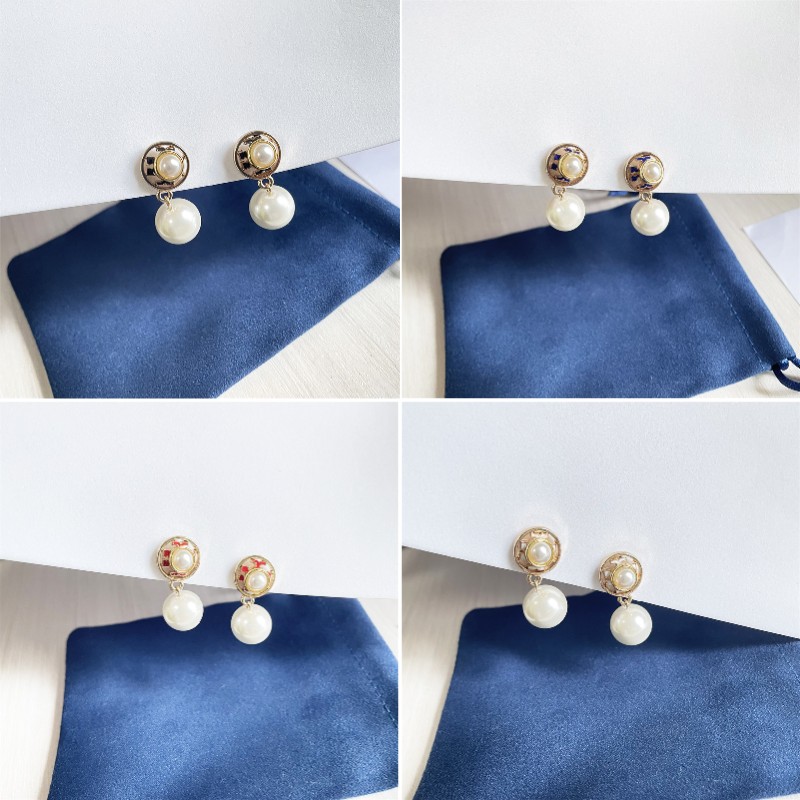 

Classic Round Pearl Studs Oil Drop Crosses Earrings in Different Colors
