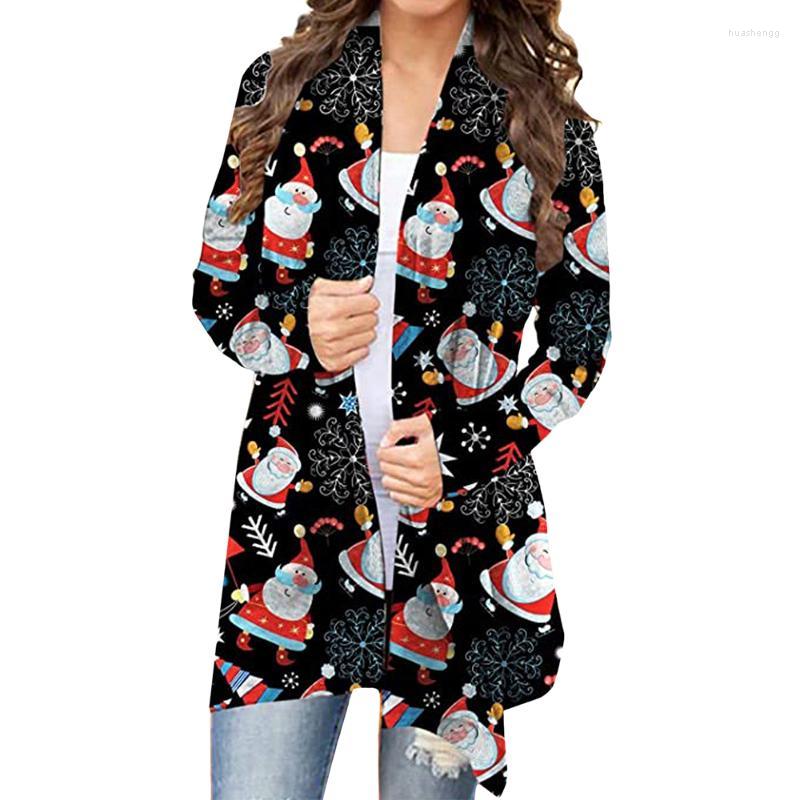 

Women' Knits Christmas Snowman Printed Coat Women Long Sleeve Open Front Cardigans Loose Casual Fashion Xmas Tops Outwear Female 3XL, Black