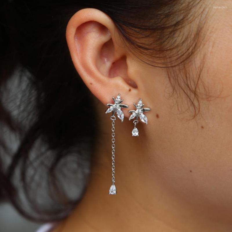 

Dangle Earrings 2022 Shiny Crystal CZ Cubic Zirconia Leaf Long Drop Design Fashion Statement Jewelry For Women Gift Brincos