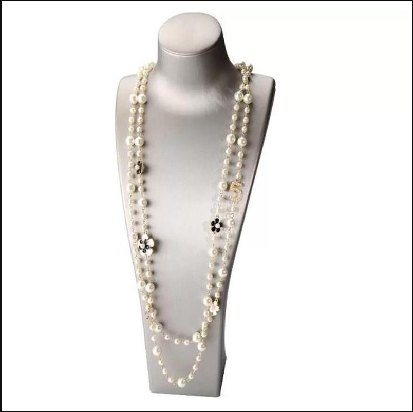 

Pins Luxury jewelry High Quality Women Long Pendants Layered Pearl Necklace Collares Flower Party Jewelr