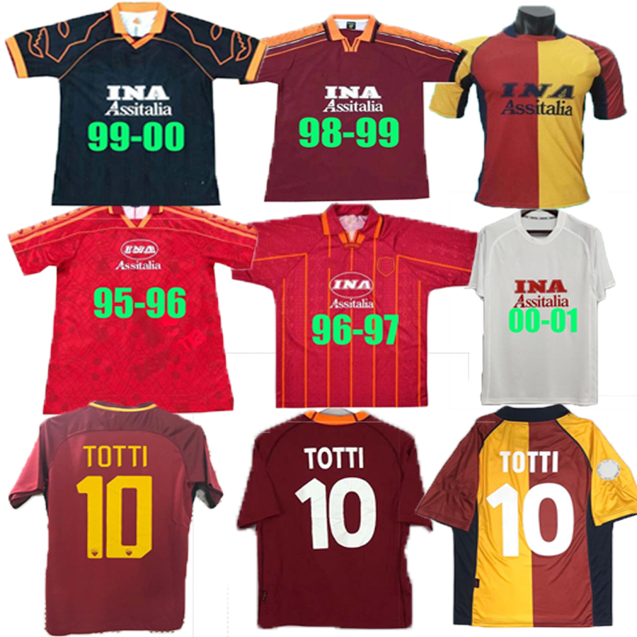 

Top 00 01 02 Roma Retro soccer jerseys TOTTI NAKATA BATISTUTA BATISTUTA football shirt 90 91 92 94 95 96 jersey rome Classic maillo, Gold
