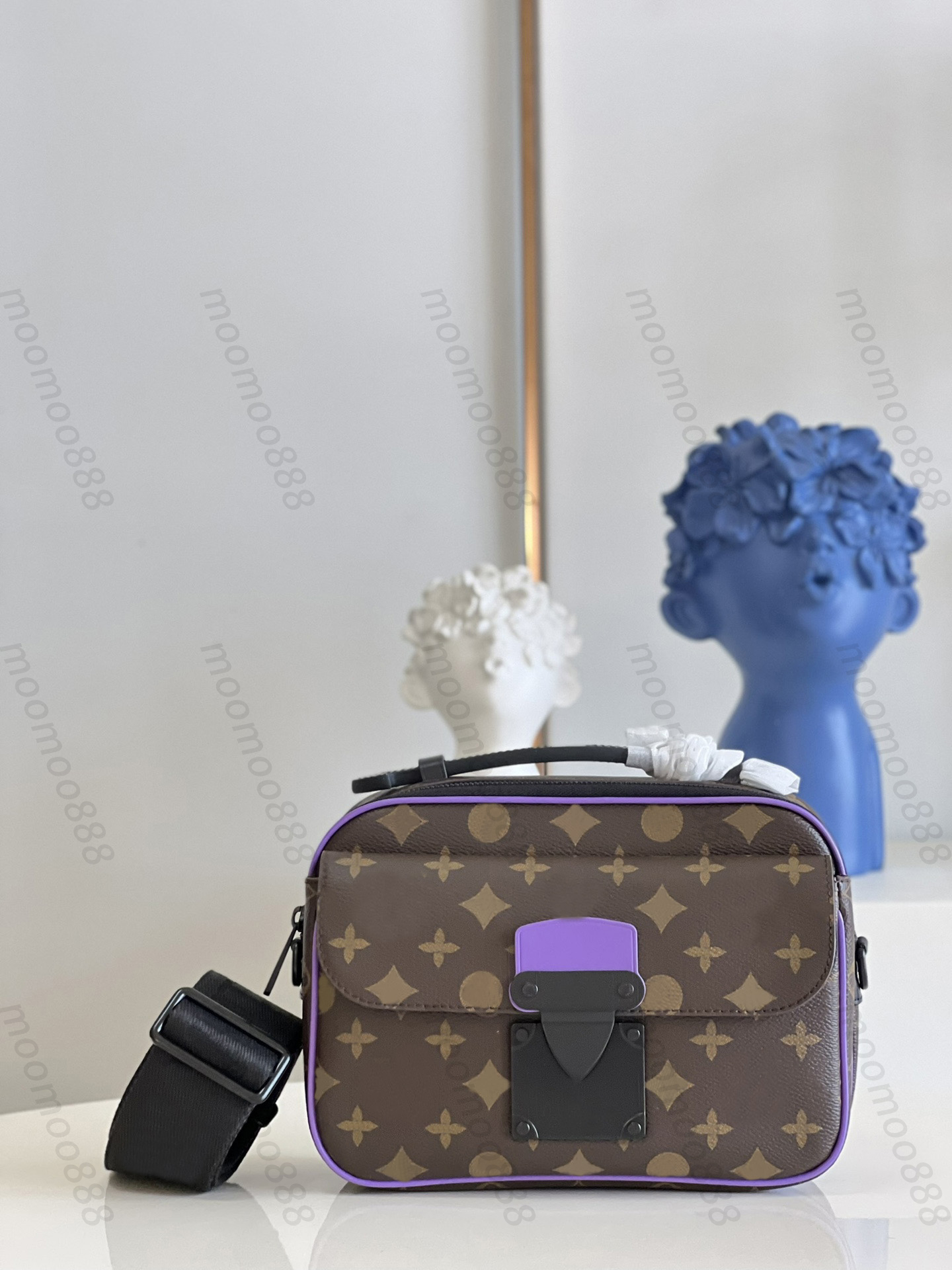 

10A Top Tier Lock Messenger Flap Bag Mirror Quality 22cm Brown Flower Small Handbag Luxury Designer Coated Canvas Zipper Purse Black Shoulder Strap Box Bag, Upload pics to contact us