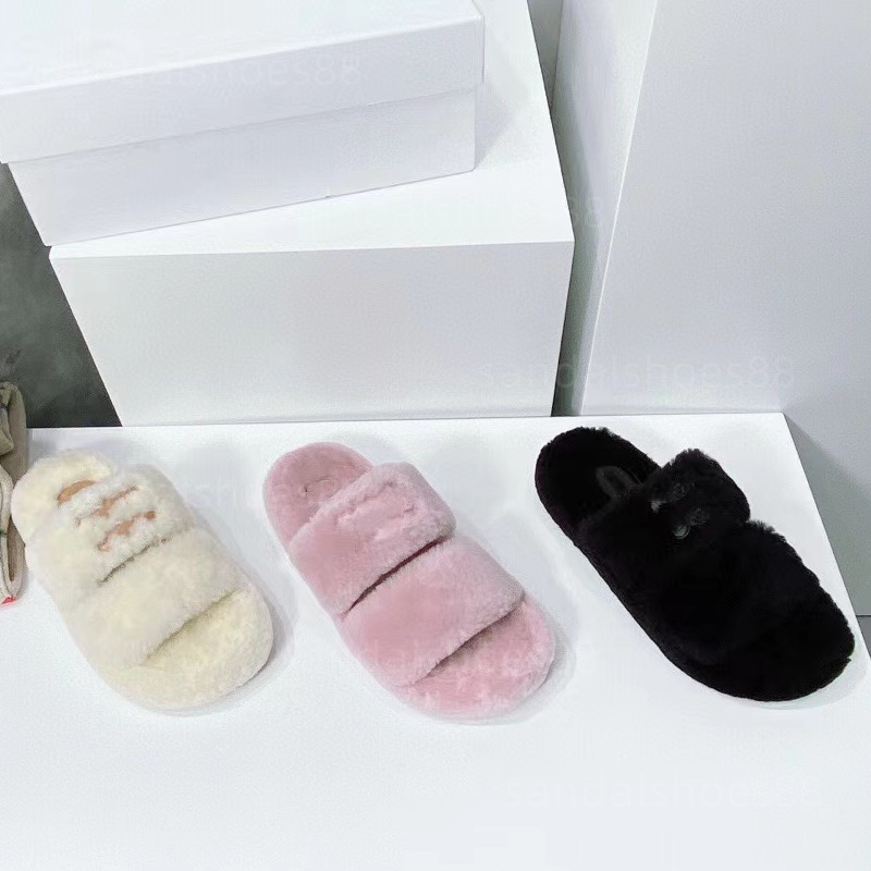 

Fur Slides Slippers Faux Slider Designer Fluffy Slipper Slide Fuzzy Mule Womens Platform Shoes Home Flipflops Comfy Plush Flip Flop Sandals, Black