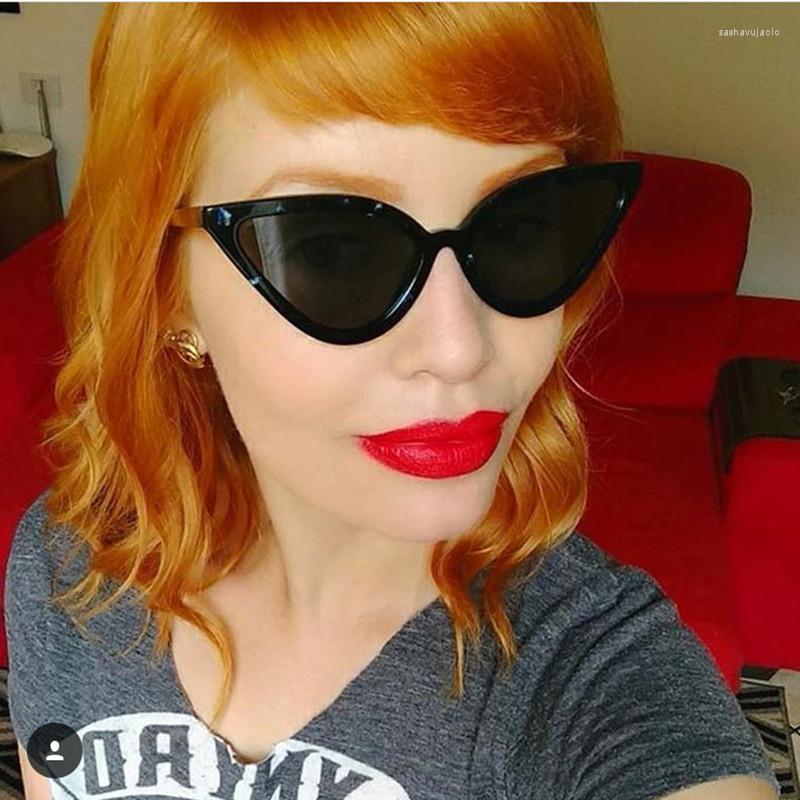 

Sunglasses Trendy Tinted Color Vintage Shaped Sun Glasses Famle Drop Ocean Cat Eye Women Brand Designer