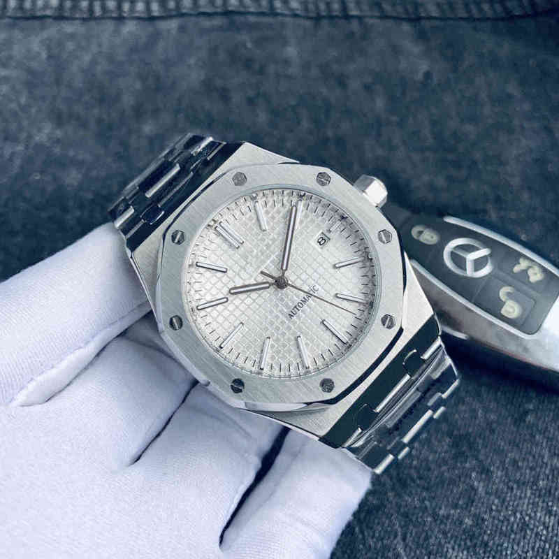 

apf zf nf bf N C Wristwatches Classic Men Watch Stainless Steel Automatic Mechanical Silver Rose Gold Blue Black Royal Sapphire Back See Through Oaks, Color 1