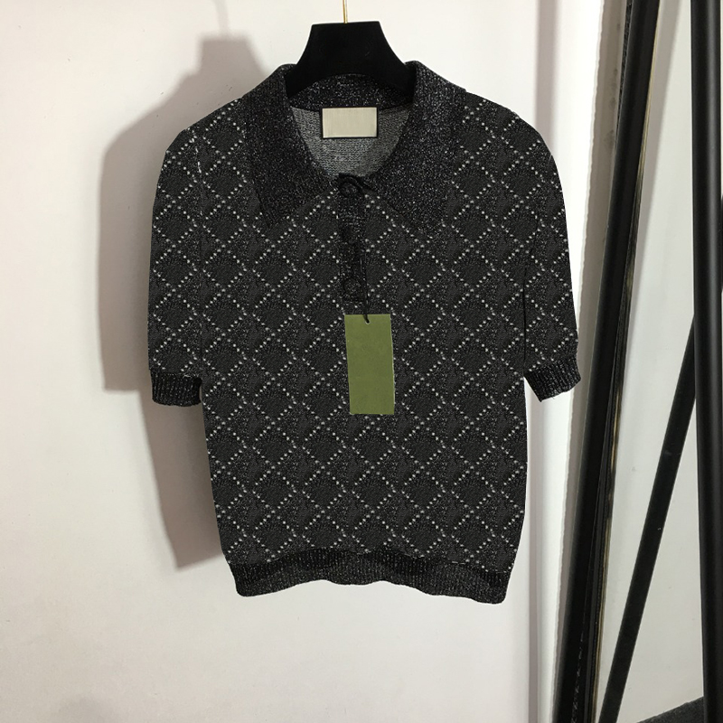 

3 Colors Polo Neck Sweaters Letters Jacquard Shirt Sweater Fashion Button Ornament Sweater Tees Luxury Knit Shirts, Black