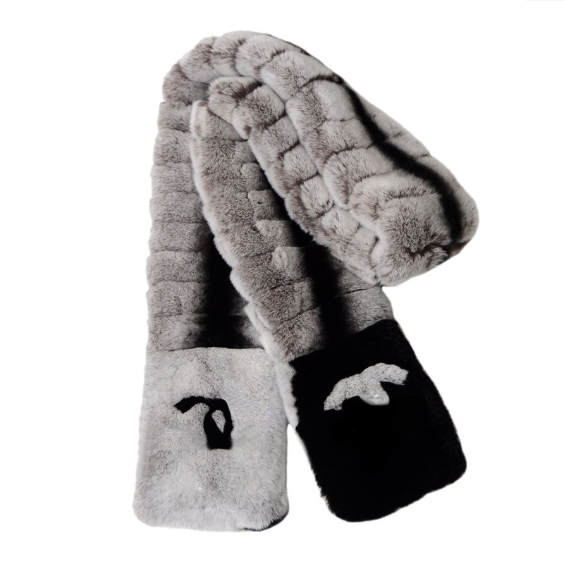 

New Fasion Women's Designer Scarves Scarf Rex Rabbit Fur Warm Double-sided Scarf