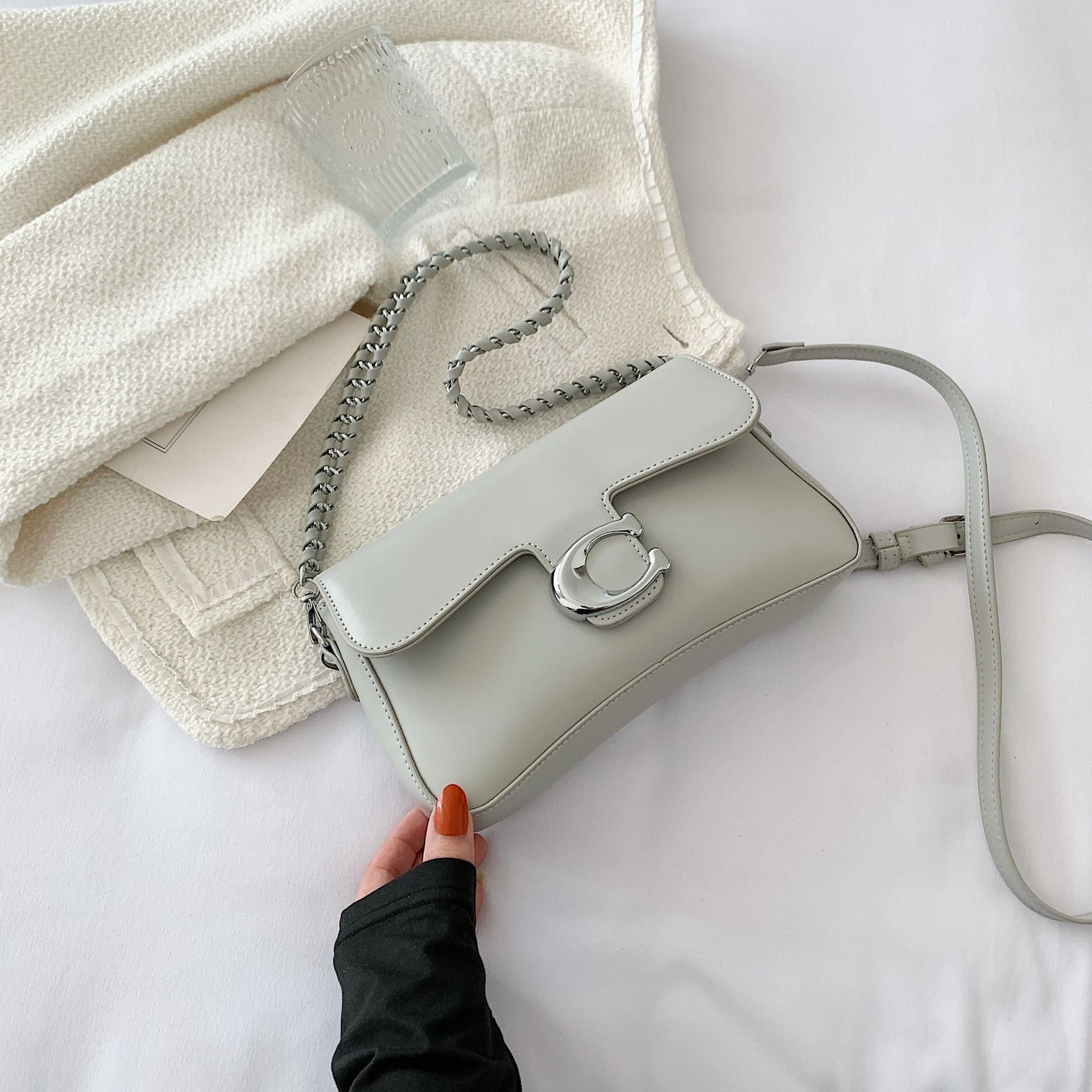 

Fashion Underarm Bag Solid Color Niche Design Senior Women's Bag Ladies Bags, Black