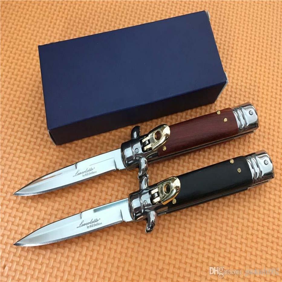 

Good Feel Godfather Mafia Bill DeShivs 7 5&9 inch Leverletto Ebony Rose Wood Automatic Garden tools Camping Knife Knives3262