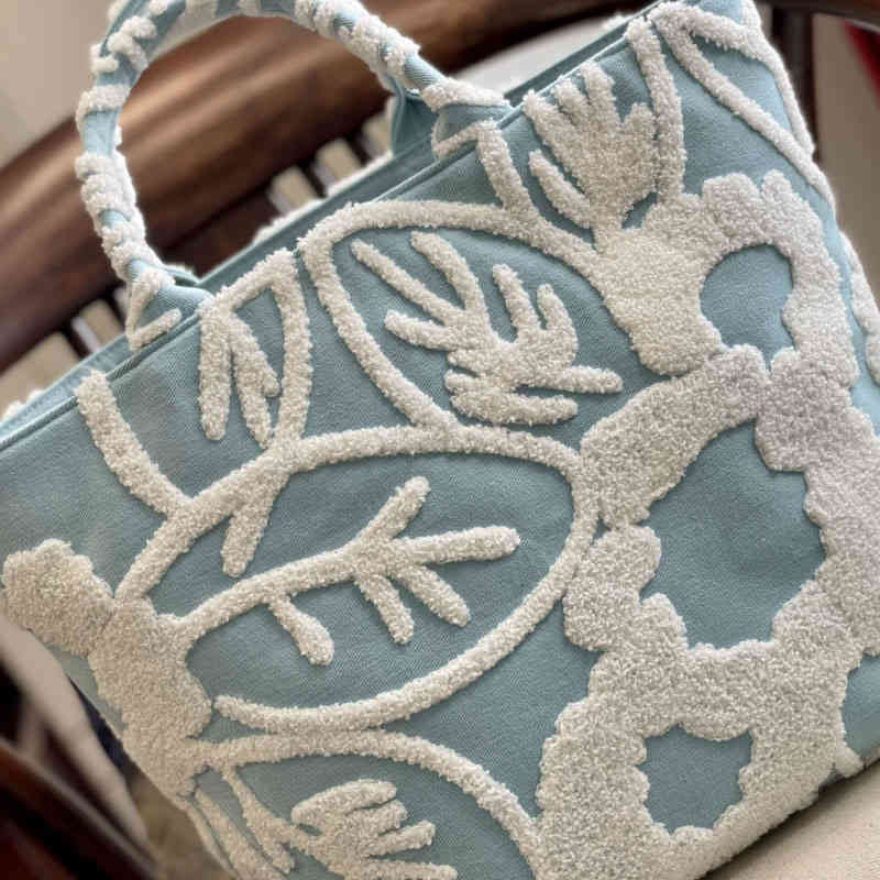 

Totes Shoulder Bags Brand Designer Embroidered Denim P Lager Capacity Canvas Bag Two-tone Pattern Nylon Handbags 0920 6FZN, Blue