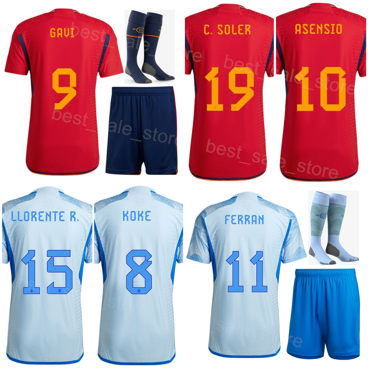 Homme Jeunesse Espagne Football DAVID VILLA Maillots 2022 Qatar XAVI FABREGAS PACO ALCACER CAZORLA PIQUE DIEGO COSTA SILVA ISCO INIESTA Maillot d