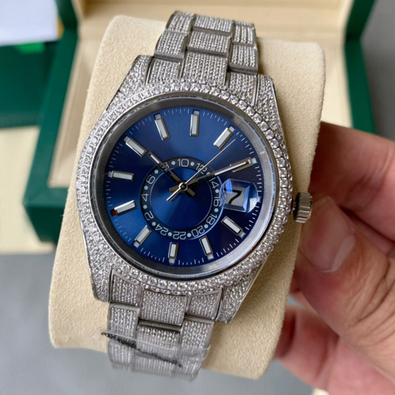 

Diamond Watch Mens Automatic Mechanical Movement Watches Sapphire 41mm Stainless Steel Men Waterproof Wristband Montre De Luxe Business WristWatches, Color13