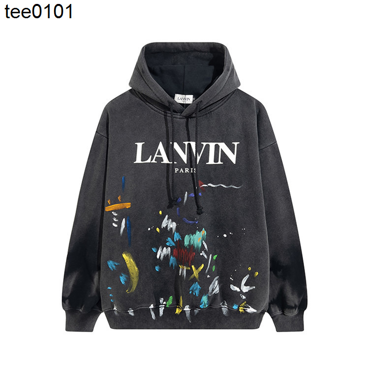 

2022 autumn winter tide brand Lanvin High Quality hoodie graffiti color ink letter printing men' and women' casual Hoodie
