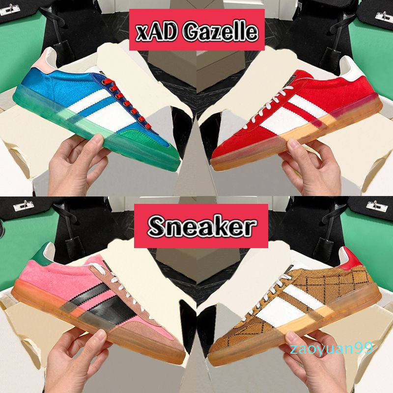 Chaussures décontractées Baskets de créateurs Baskets de mode Rouge Bleu Rose Vert Velours Beige Ébène Toile Blanc Daim Soie Xad Gazelle