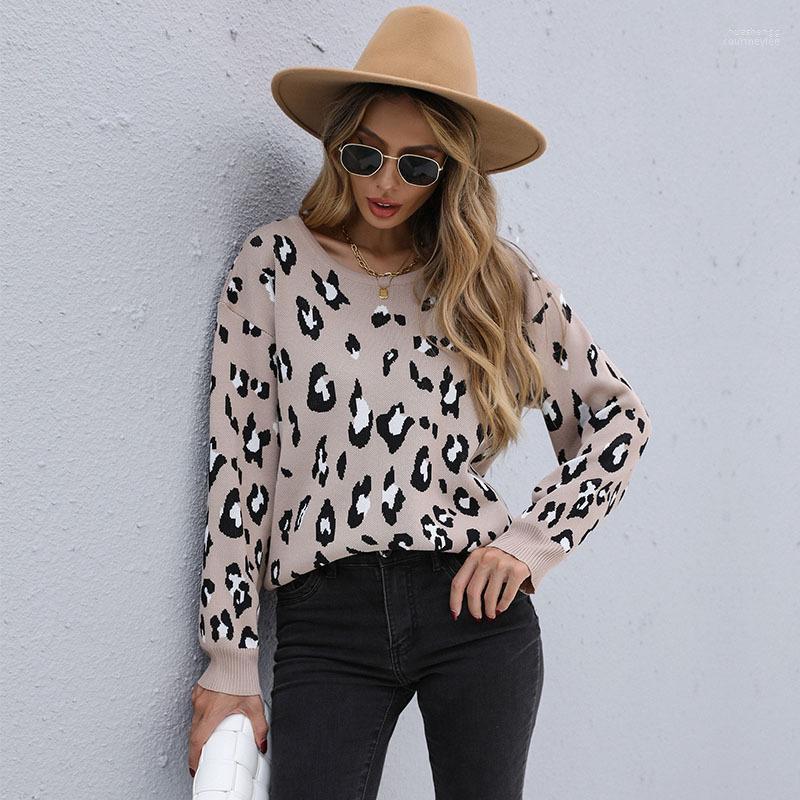 

Women' Sweaters Women' Casual Women Knitted Autumn Winter Leopard Print Sweater Pullovers Fashion Slim O Neck Long Sleeve Gray 2022, Khaki