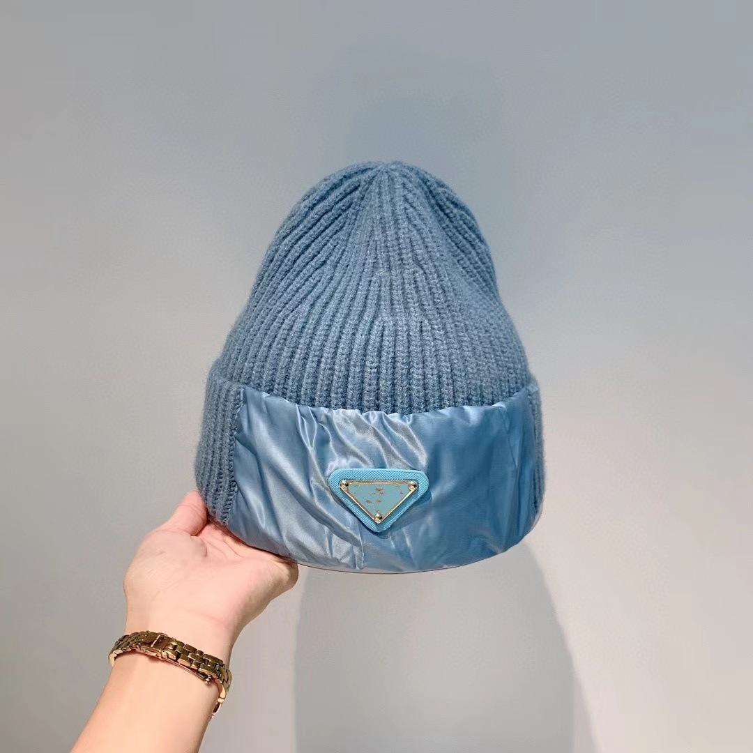 Bonnet en laine Triangle automne et hiver, mode Couples, casquettes de crâne, couture, chapeaux chauds en tricot